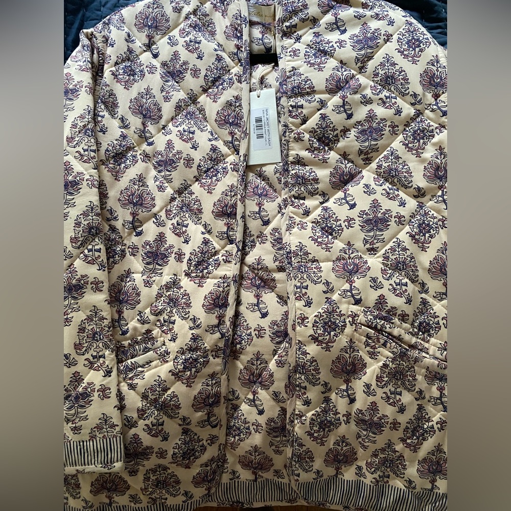 nwt $280 Natalie Martin Nina Quilted Jacket lilac cypress block print
